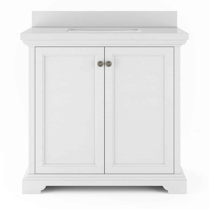 36" Portage Peak Vanity in White with White Quartz Top Thomasville