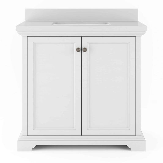 36" Portage Peak Vanity in White with White Quartz Top Thomasville