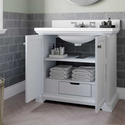 36" Portage Peak Vanity in White with White Quartz Top Thomasville