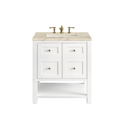 Breckenridge 30" Single Vanity, Bright White, w/ 3 CM Tajnar Eclos Top