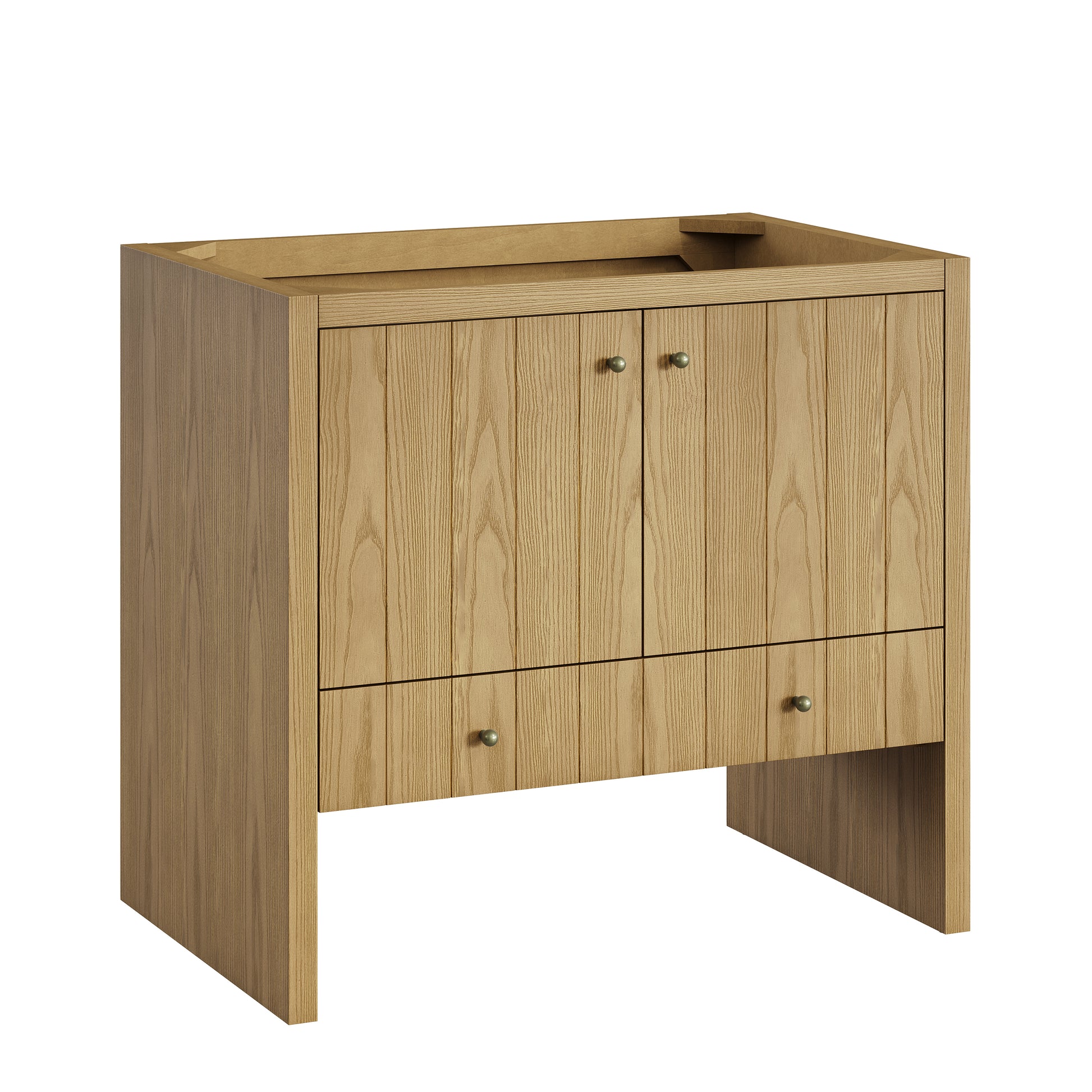 Renovate for Less Atlanta Hudson 36" Single Vanity, Light Natural Oak w/ 3 CM Parisien Bleu Top