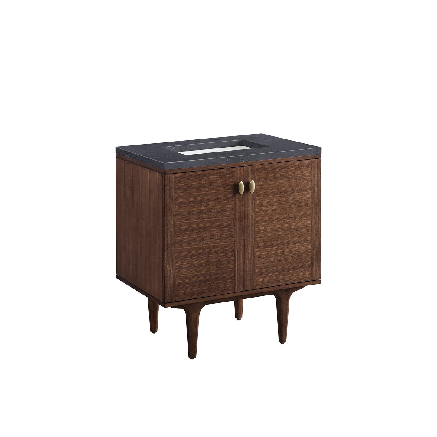 Renovate for Less Atlanta Amberly 30" Single Vanity, Mid-Century Walnut w/ 3 CM Charcoal Soapstone Top