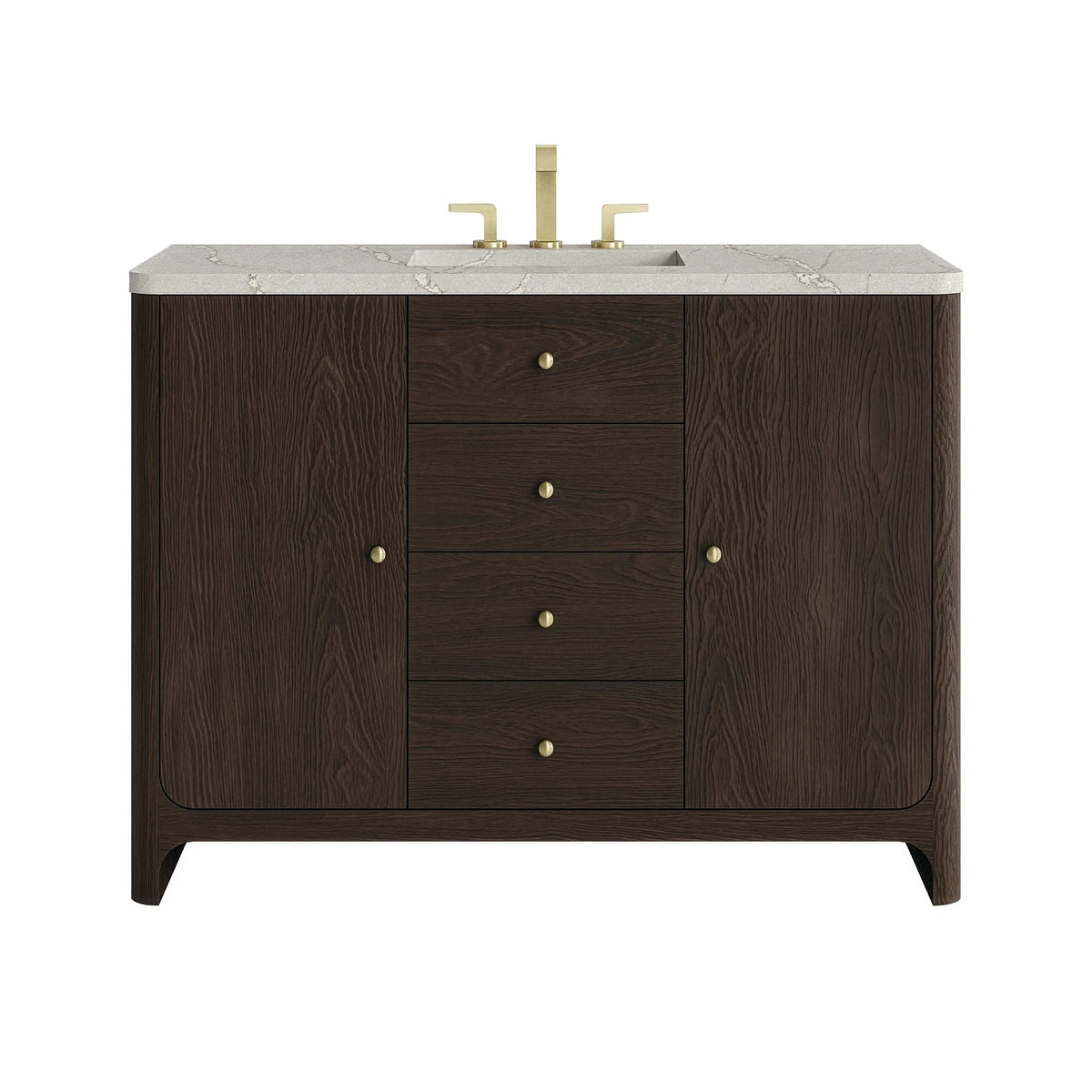 Gracyn 48" Single Vanity, Sable, w/ 3 CM Victorian Silver Silestone Top w/ FreePower Wireless Charger