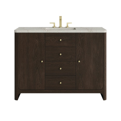 Gracyn 48" Single Vanity, Sable, w/ 3 CM Victorian Silver Silestone Top w/ FreePower Wireless Charger