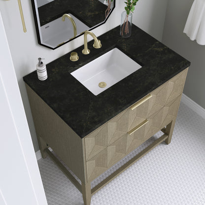 Renovate for Less Atlanta Emmeline 36" Single Vanity, Pebble Oak, w/ 3 CM Phantome Eclos Top