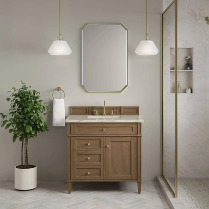 Brittany 36" Single Vanity, Pecan w/ 3 CM Tajnar Eclos Top