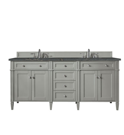 Renovate for Less Atlanta Brittany 72" Double Vanity, Urban Gray w/ 3 CM Parisien Bleu Silestone Top