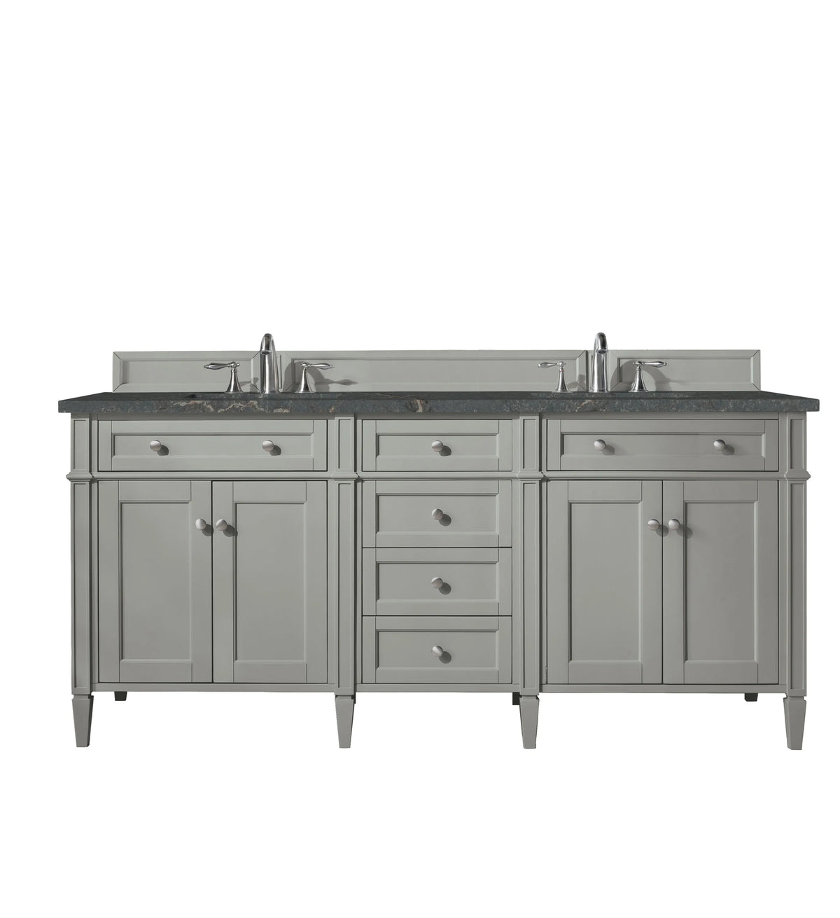 Brittany 72" Double Vanity, Urban Gray w/ 3 CM Parisien Bleu Silestone Top