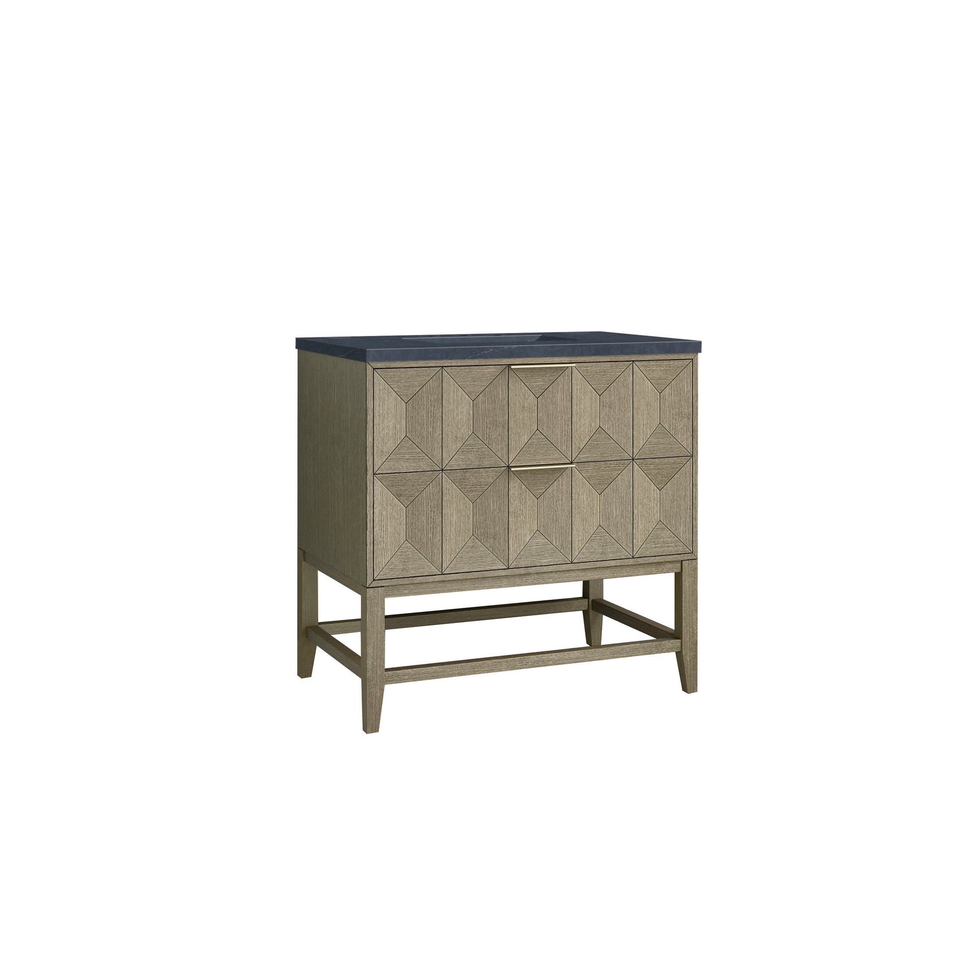 Renovate for Less Atlanta Emmeline 36" Single Vanity, Pebble Oak w/ 3 CM Charcoal Soapstone Top