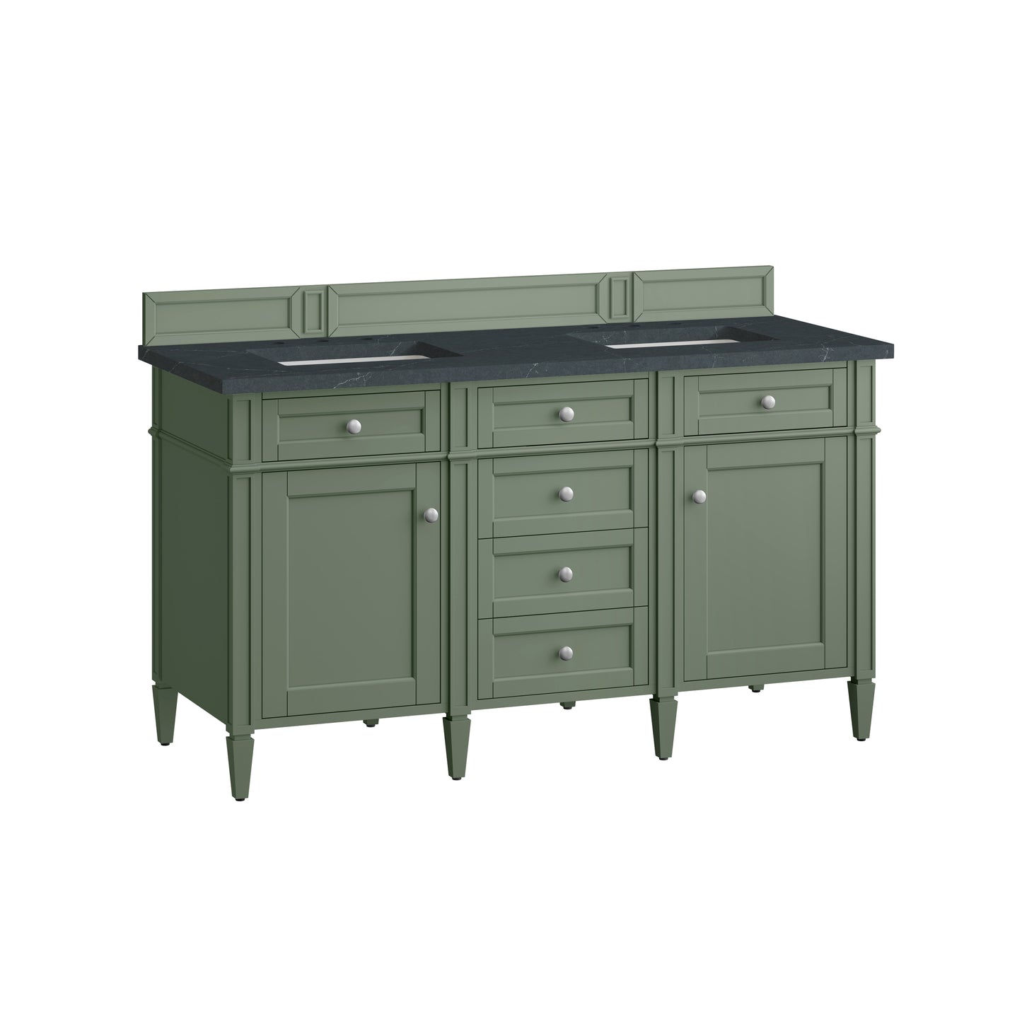 Renovate for Less Atlanta Brittany 60" Double Vanity, Smokey Celadon w/ 3 CM Charcoal Soapstone Top