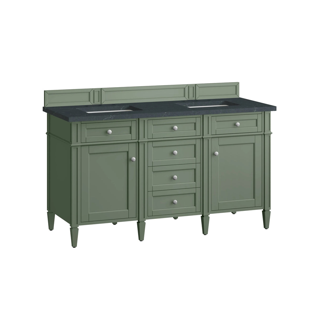 Brittany 60" Double Vanity, Smokey Celadon w/ 3 CM Charcoal Soapstone Top