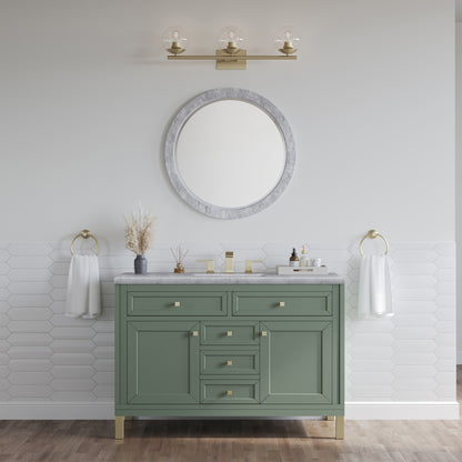 Renovate for Less Atlanta Chicago 48" Single Vanity, Smokey Celadon, w/ 3 CM Carrara Marble Top