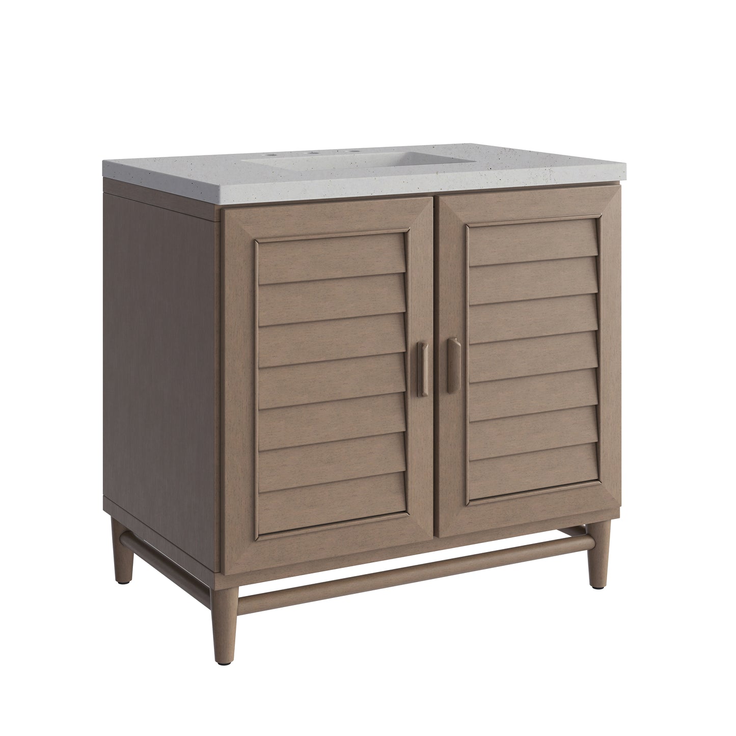 Renovate for Less Atlanta Portland 36" Single Vanity Whitewashed Walnut w/ 3 CM Lime Delight Silestone Top