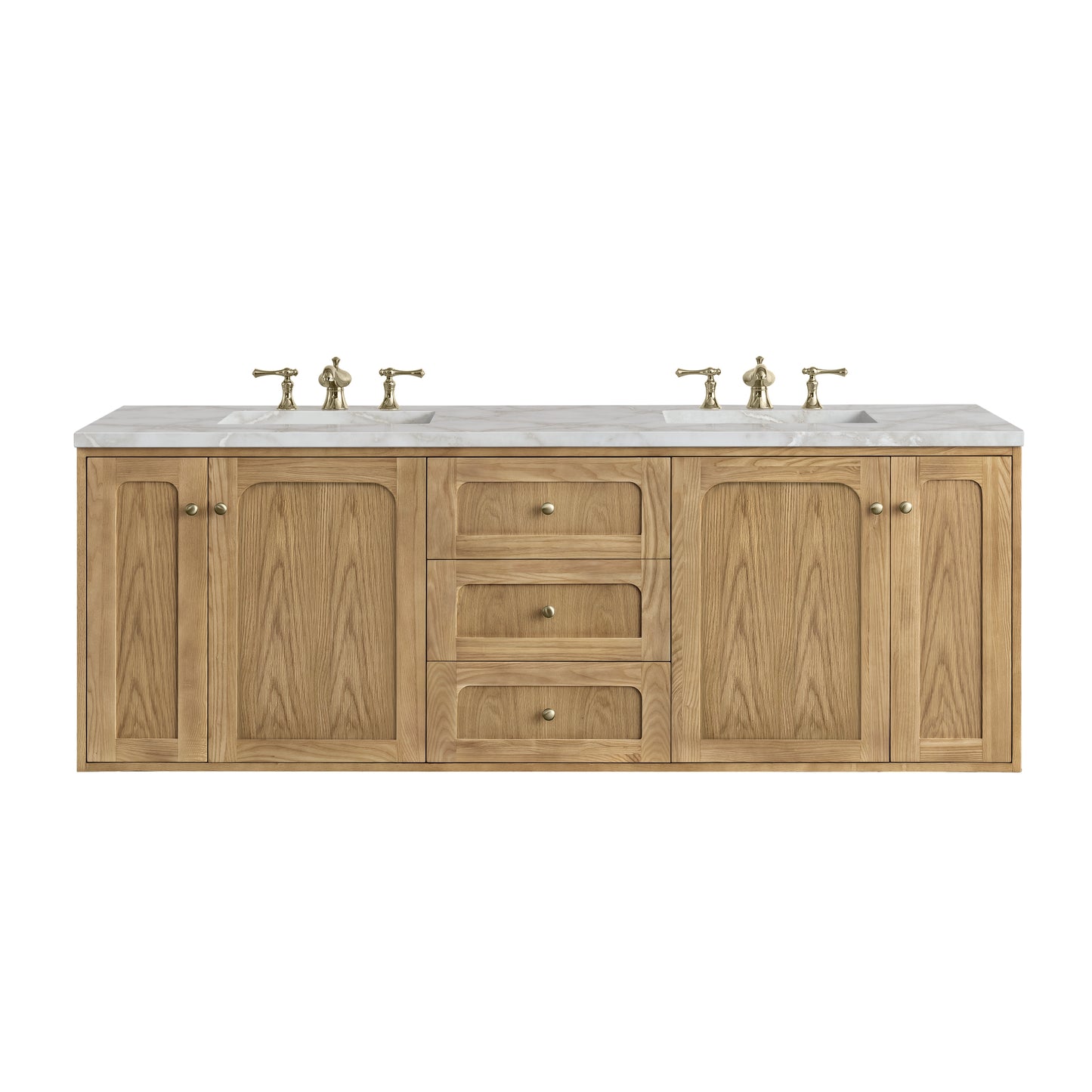 Renovate for Less Atlanta Laurent 72" Double Vanity, Light Natural Oak w/ 3 CM Victorian Silver Top w/FreePower Wireless Charger