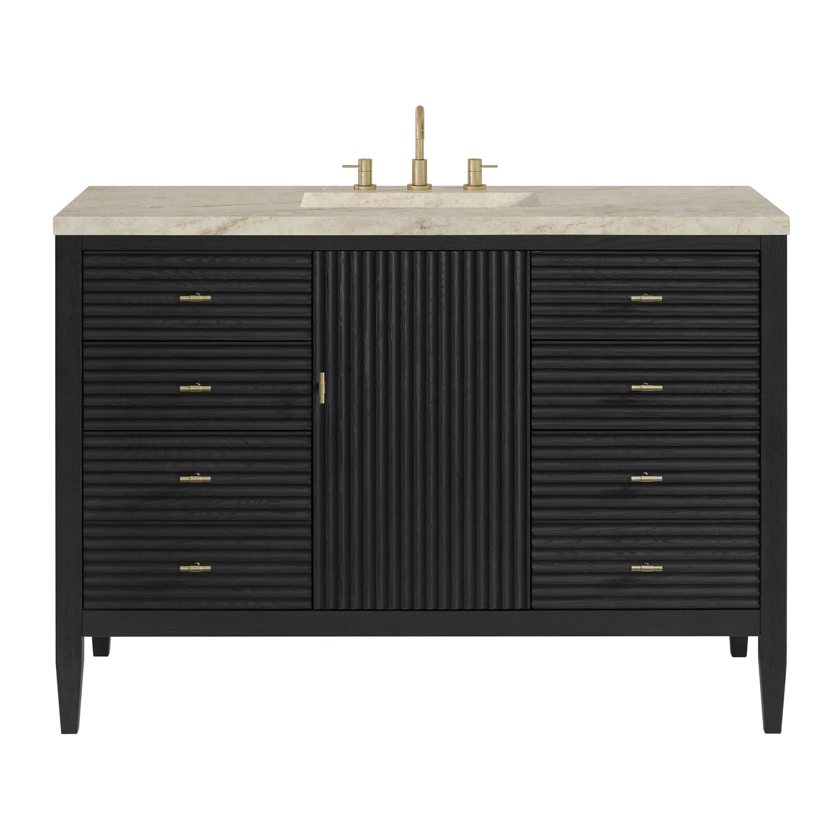 Myrrin 48" Single Vanity, Carbon Oak, w/ 3 CM Tajnar Eclos Top