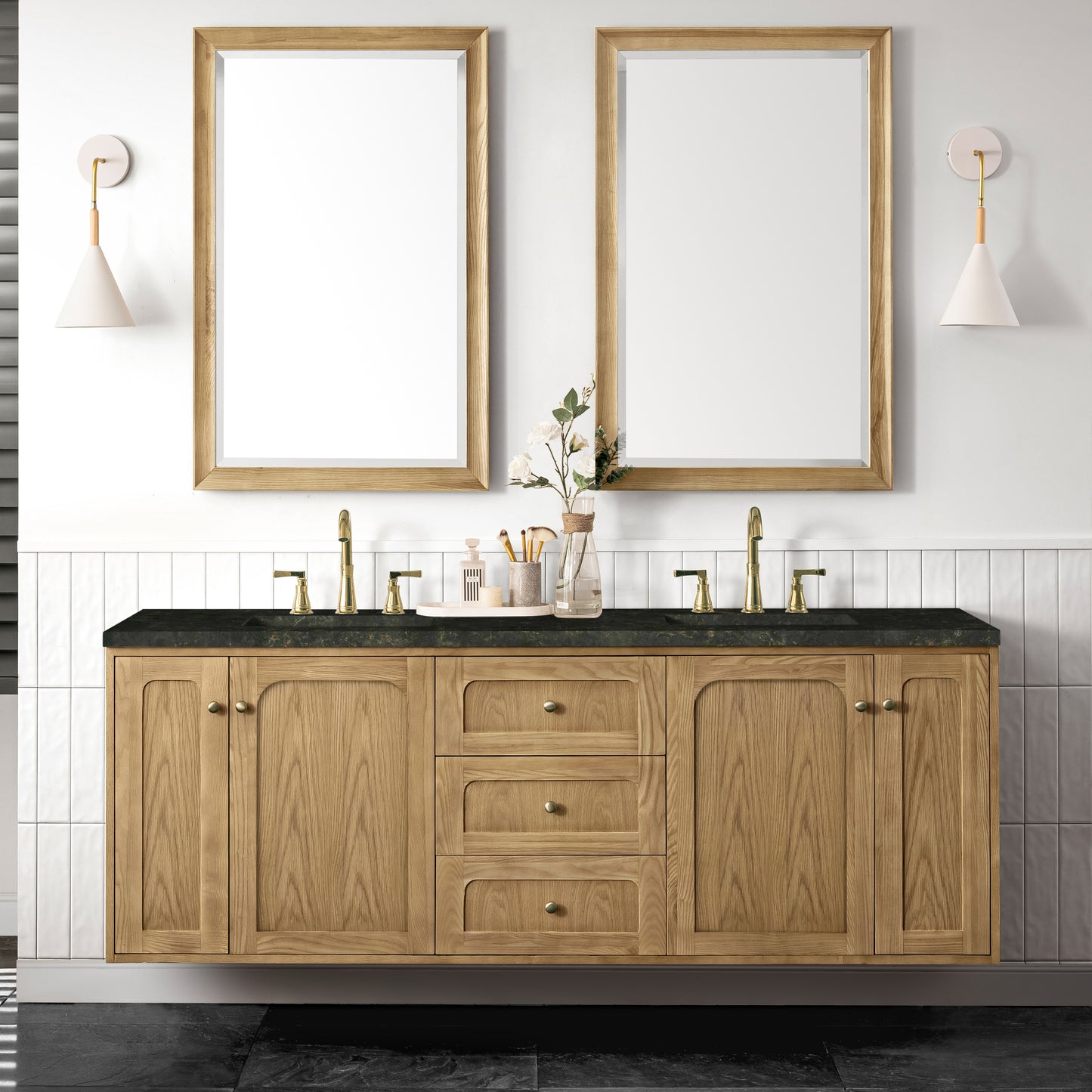 Renovate for Less Atlanta Laurent 72" Double Vanity, Light Natural Oak, w/ 3 CM Phantome Eclos Top