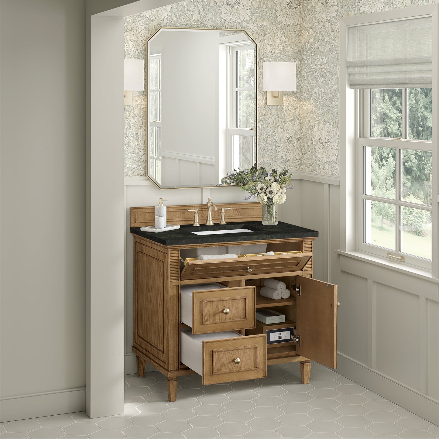 Renovate for Less Atlanta Lorelai 36" Single Vanity, Light Natural Oak, w/ 3 CM Phantome Eclos Top