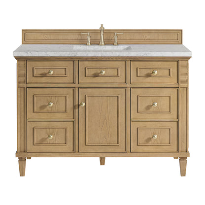 Renovate for Less Atlanta Lorelai 48" Single Vanity, Light Natural Oak w/ 3 CM Eternal Jasmine Pearl Silestone Top