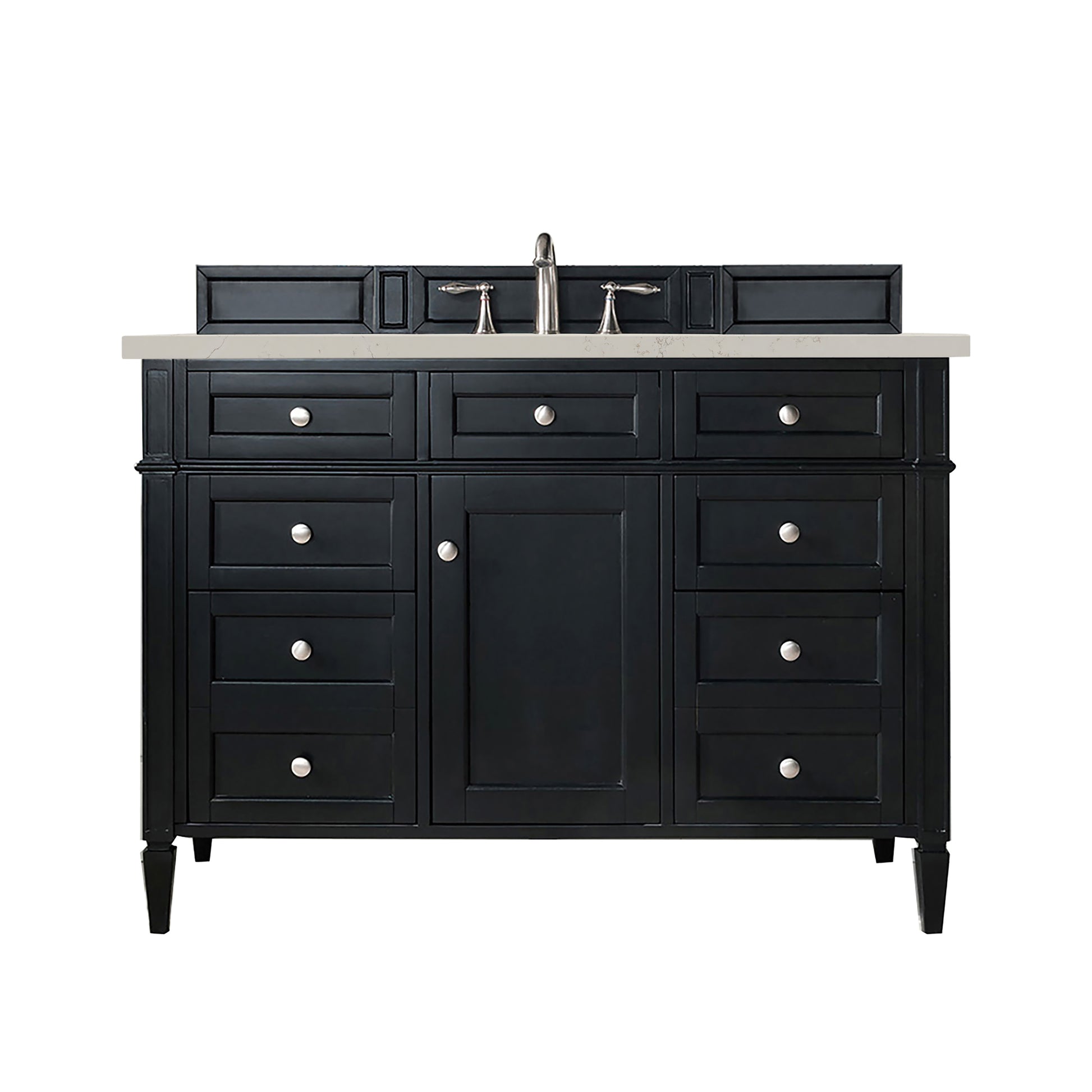 Renovate for Less Atlanta Brittany 48" Single Vanity, Black Onyx, w/ 3 CM Siberian Silestone Top