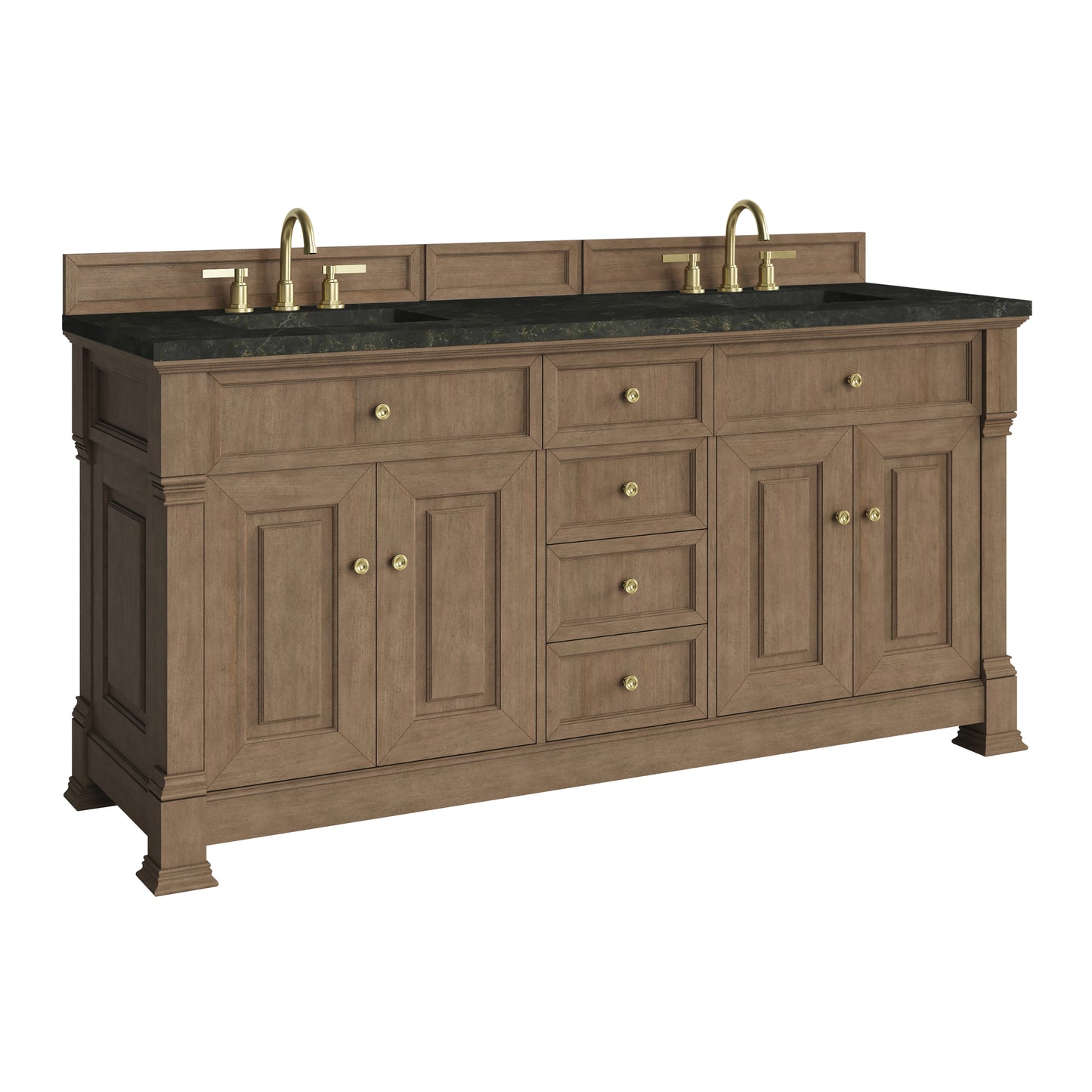 Renovate for Less Atlanta Brookfield 72" Double Vanity, Pecan, w/ 3 CM Phantome Eclos Top
