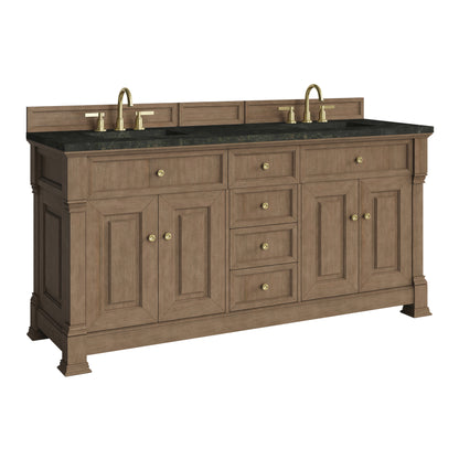 Renovate for Less Atlanta Brookfield 72" Double Vanity, Pecan, w/ 3 CM Phantome Eclos Top
