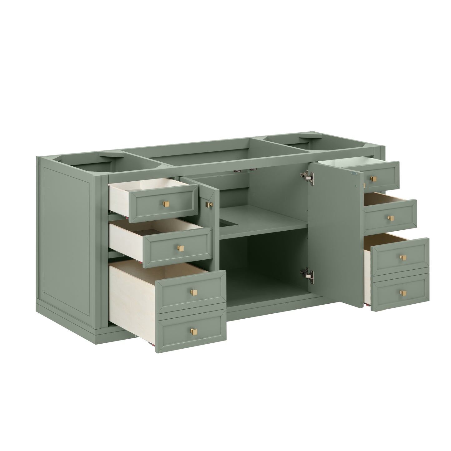 Renovate for Less Atlanta Chicago 60" Single Vanity, Smokey Celadon, w/ Single Hole 3CM White Zeus Silestone® Top & Backsplash