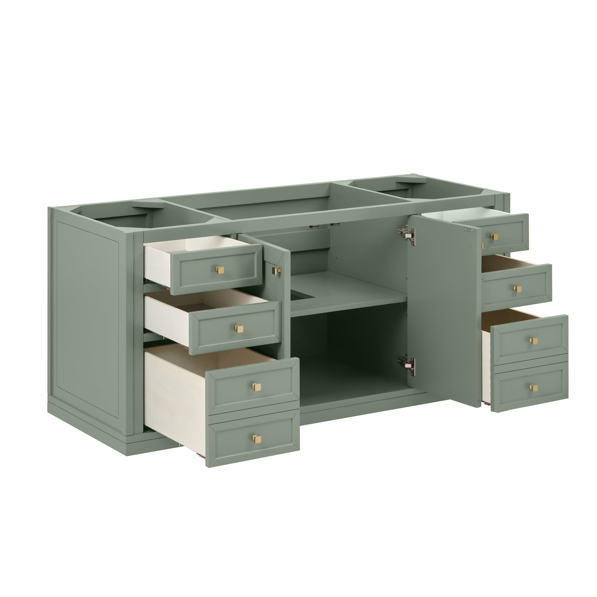 Renovate for Less Atlanta Chicago 60" Single Vanity, Smokey Celadon, w/ Single Hole 3CM White Zeus Silestone® Top & Backsplash