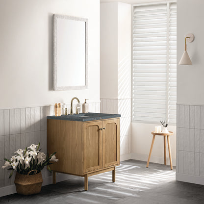 Renovate for Less Atlanta Laurent 30" Single Vanity, Light Natural Oak w/ 3 CM Parisien Bleu Top