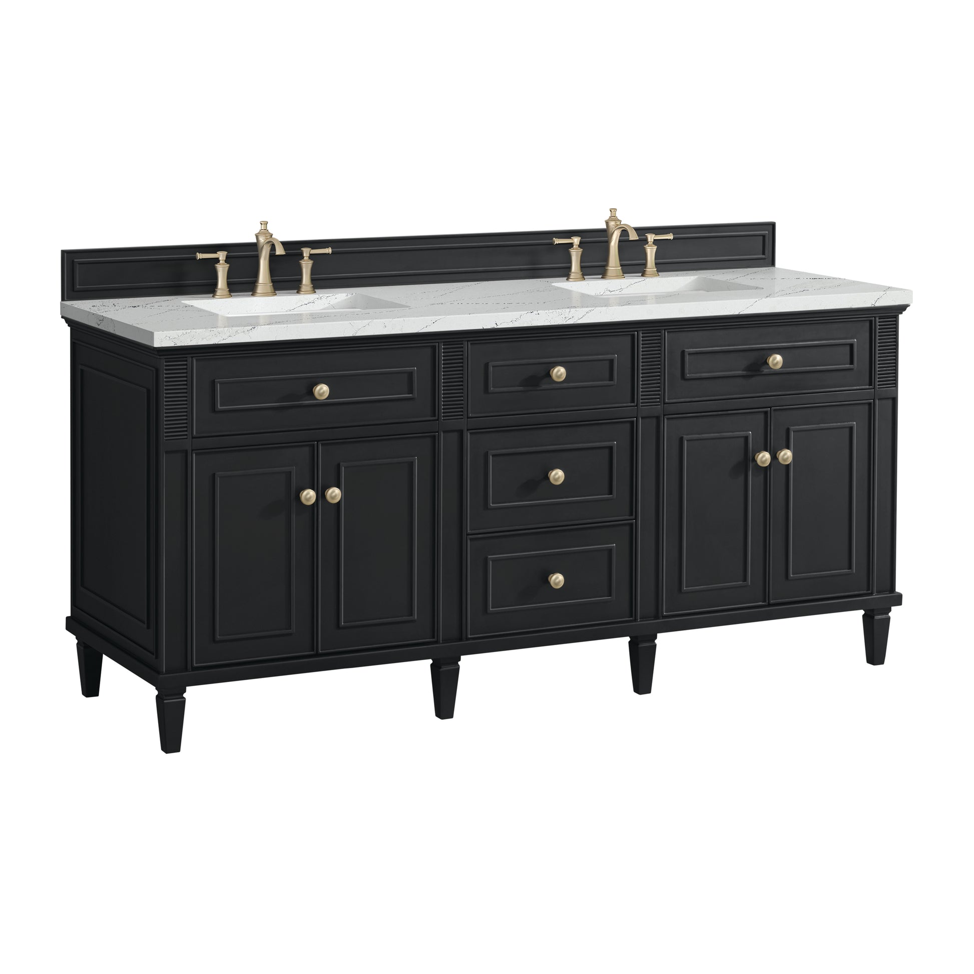 Renovate for Less Atlanta Lorelai 72" Double Vanity, Black Onyx w/ 3 CM Ethereal Noctis Silestone Top