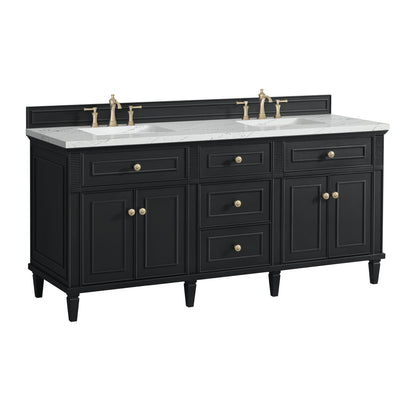 Renovate for Less Atlanta Lorelai 72" Double Vanity, Black Onyx w/ 3 CM Ethereal Noctis Silestone Top