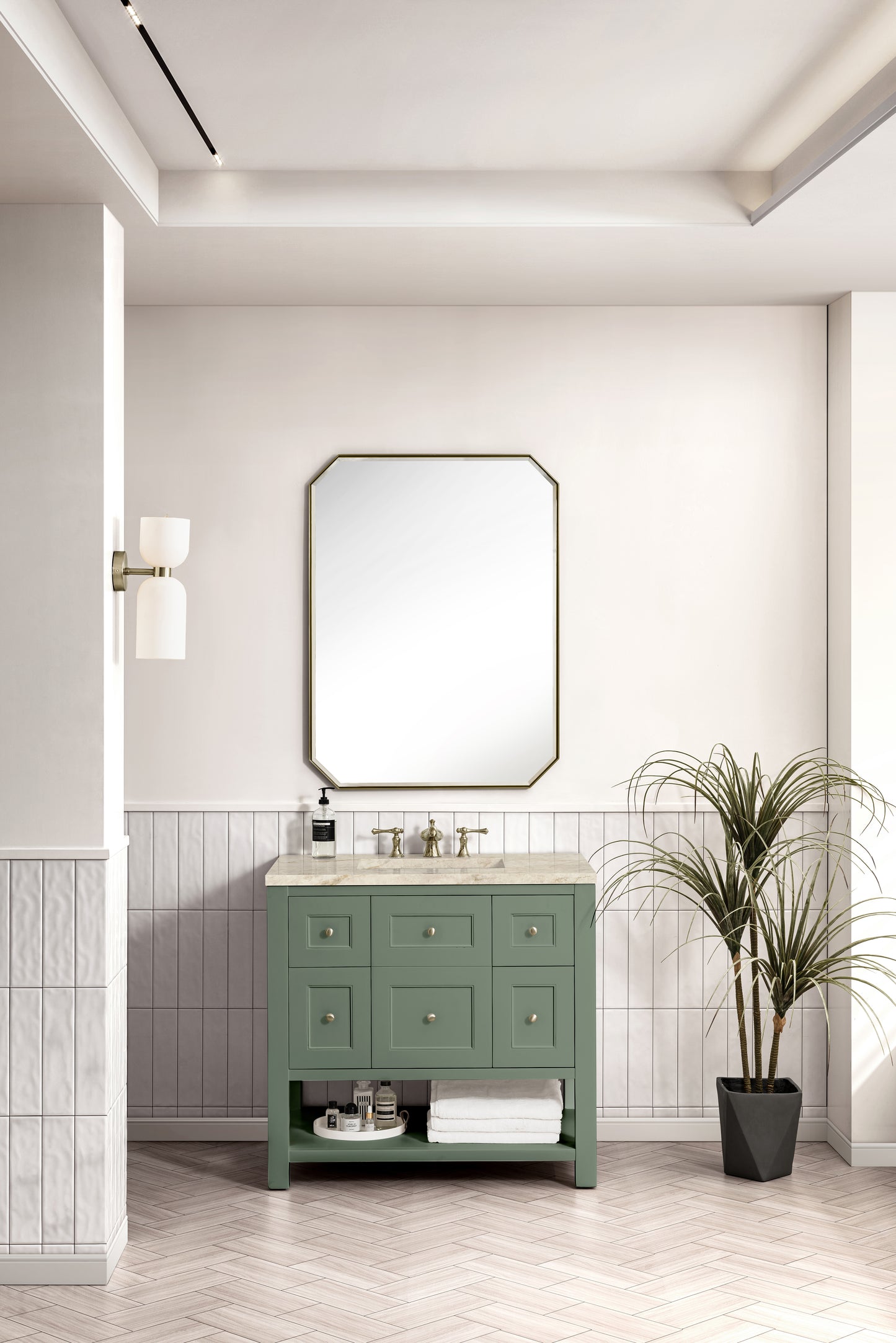 Renovate for Less Atlanta Breckenridge 36" Single Vanity, Smokey Celadon, w/ 3 CM Tajnar Eclos Top