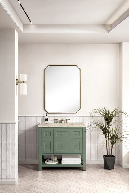 Renovate for Less Atlanta Breckenridge 36" Single Vanity, Smokey Celadon, w/ 3 CM Tajnar Eclos Top