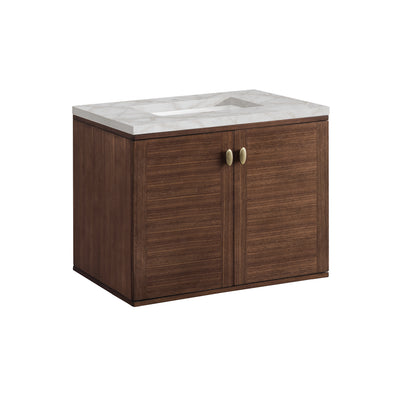 Renovate for Less Atlanta Amberly 30" Single Vanity, Mid-Century Walnut w/ 3 CM Victorian Silver Top