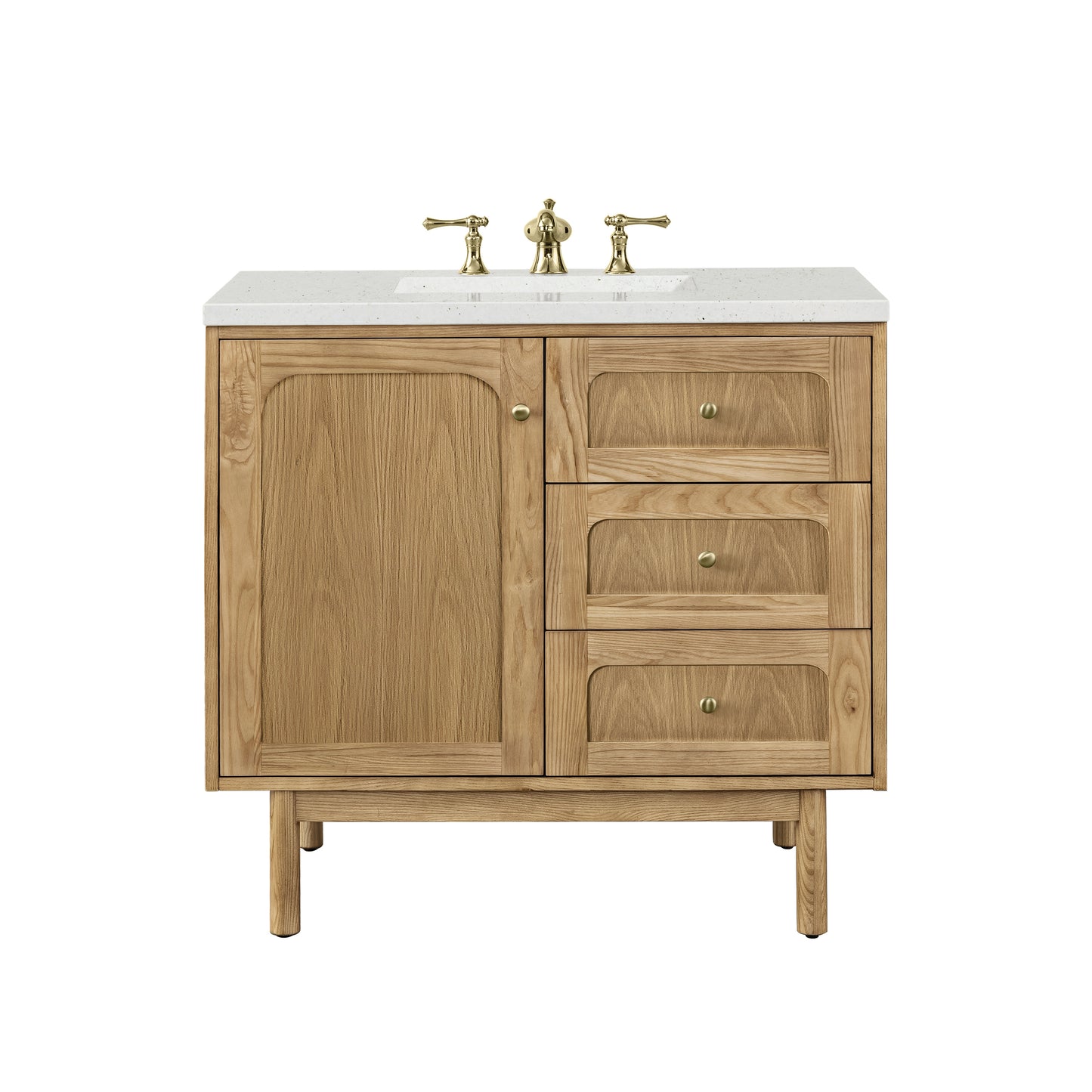 Renovate for Less Atlanta Laurent 36" Single Vanity, Light Natural Oak w/ 3 CM Lime Delight Top