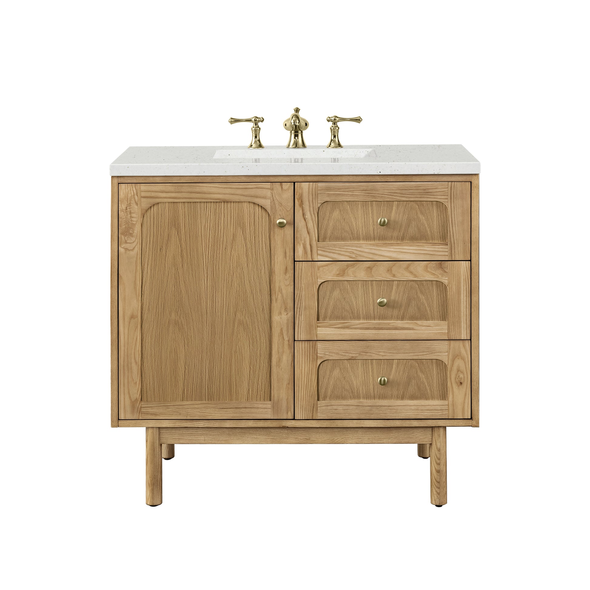 Renovate for Less Atlanta Laurent 36" Single Vanity, Light Natural Oak w/ 3 CM Lime Delight Top