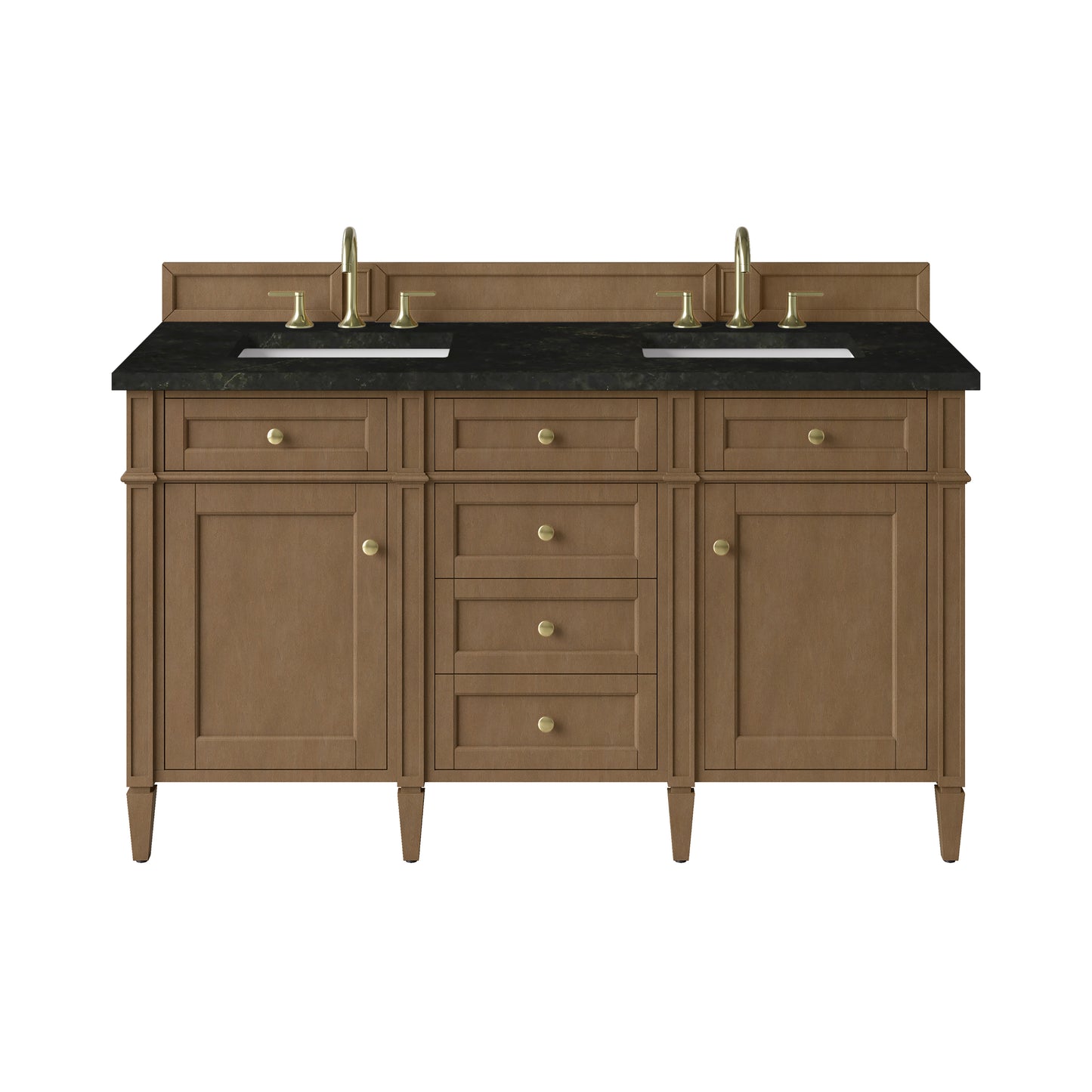 Renovate for Less Atlanta Brittany 60" Double Vanity, Pecan w/ 3 CM Phantome Eclos Top