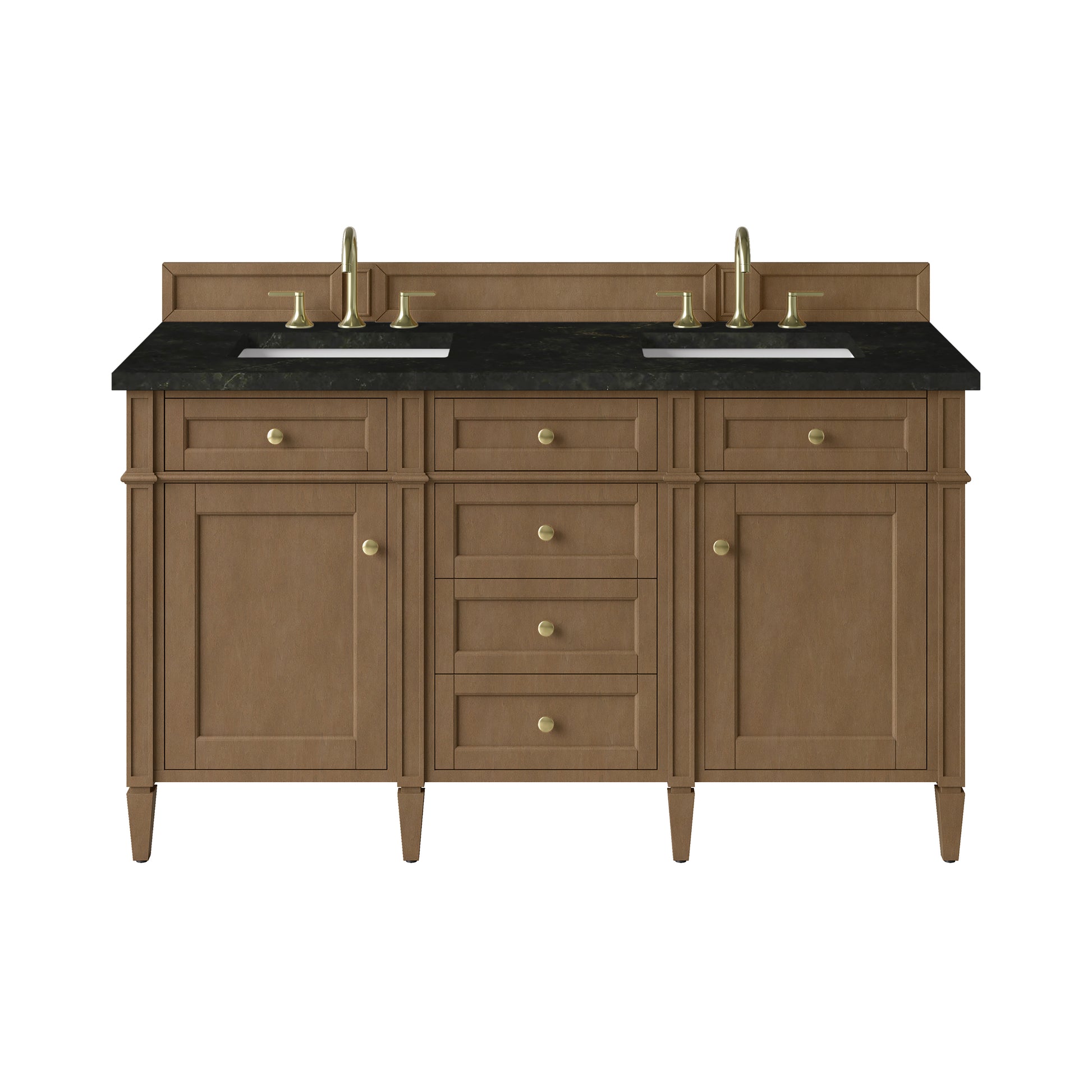 Renovate for Less Atlanta Brittany 60" Double Vanity, Pecan w/ 3 CM Phantome Eclos Top