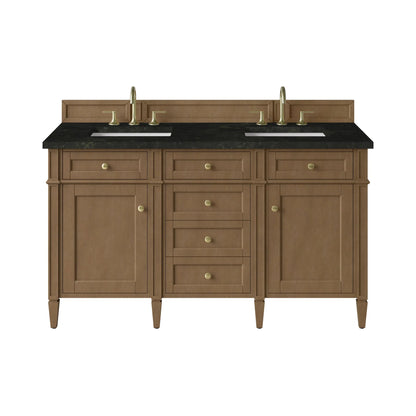 Brittany 60" Double Vanity, Pecan w/ 3 CM Phantome Eclos Top