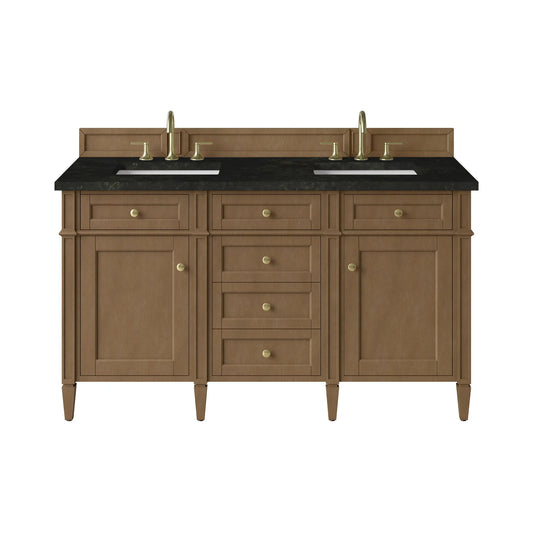 Brittany 60" Double Vanity, Pecan w/ 3 CM Phantome Eclos Top