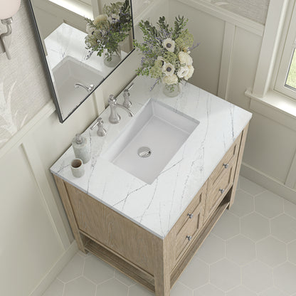 Renovate for Less Atlanta Breckenridge 30" Single Vanity, Whitewashed Oak w/ 3 CM Ethereal Noctis Silestone Top