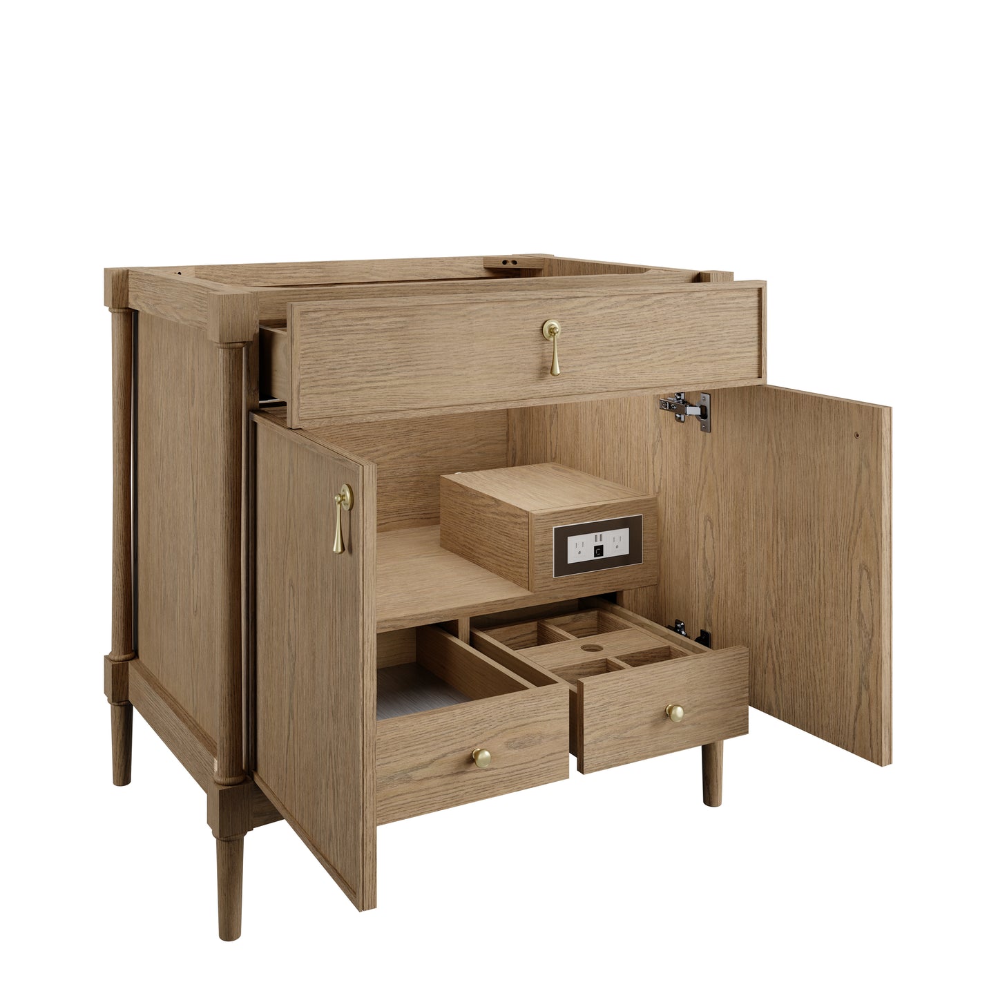 Renovate for Less Atlanta Kinnsden 36" Single Vanity, Weathered Oak w/ 3 CM Siberian Silestone Top
