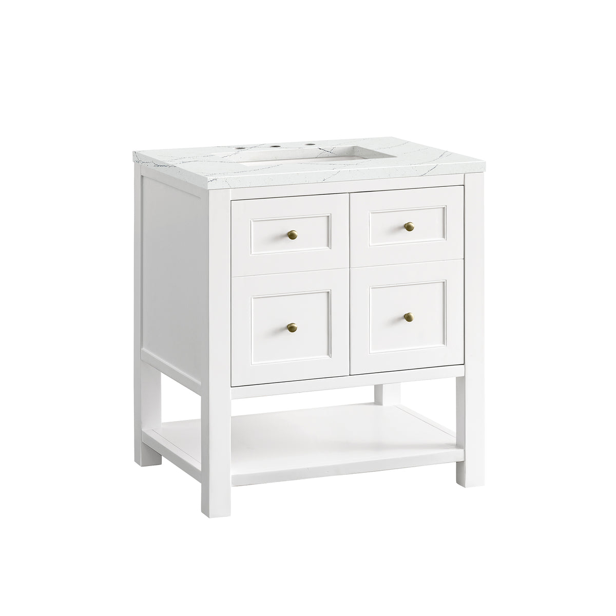 Renovate for Less Atlanta Breckenridge 30" Single Vanity, Bright White w/ 3 CM Ethereal Noctis Top