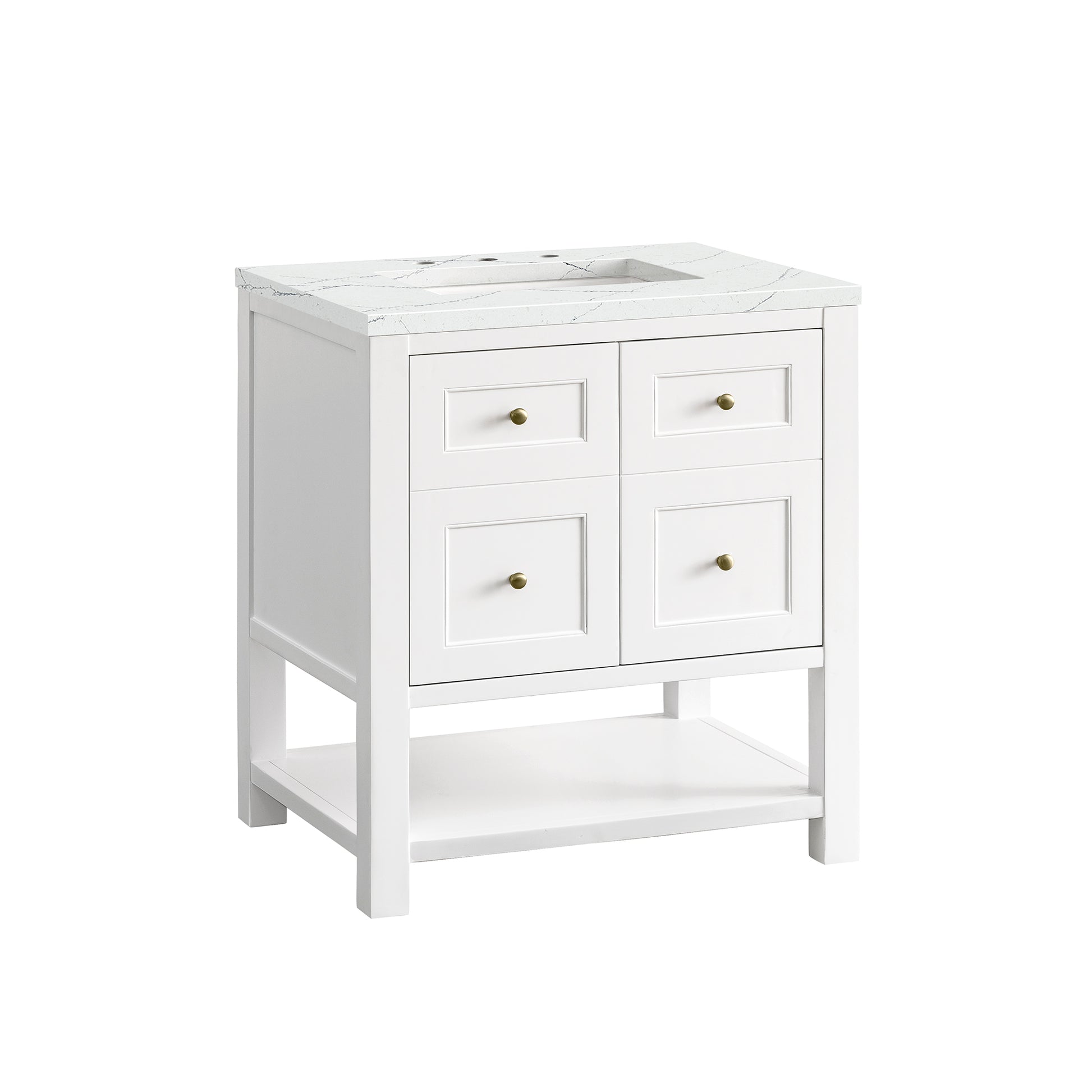 Renovate for Less Atlanta Breckenridge 30" Single Vanity, Bright White w/ 3 CM Ethereal Noctis Top