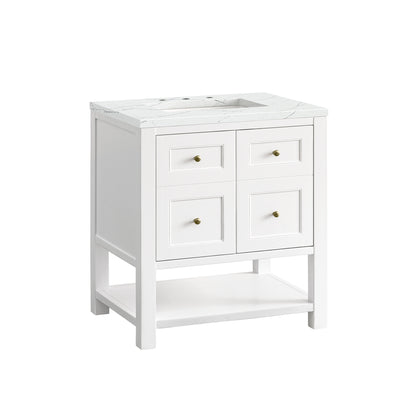 Renovate for Less Atlanta Breckenridge 30" Single Vanity, Bright White w/ 3 CM Ethereal Noctis Top