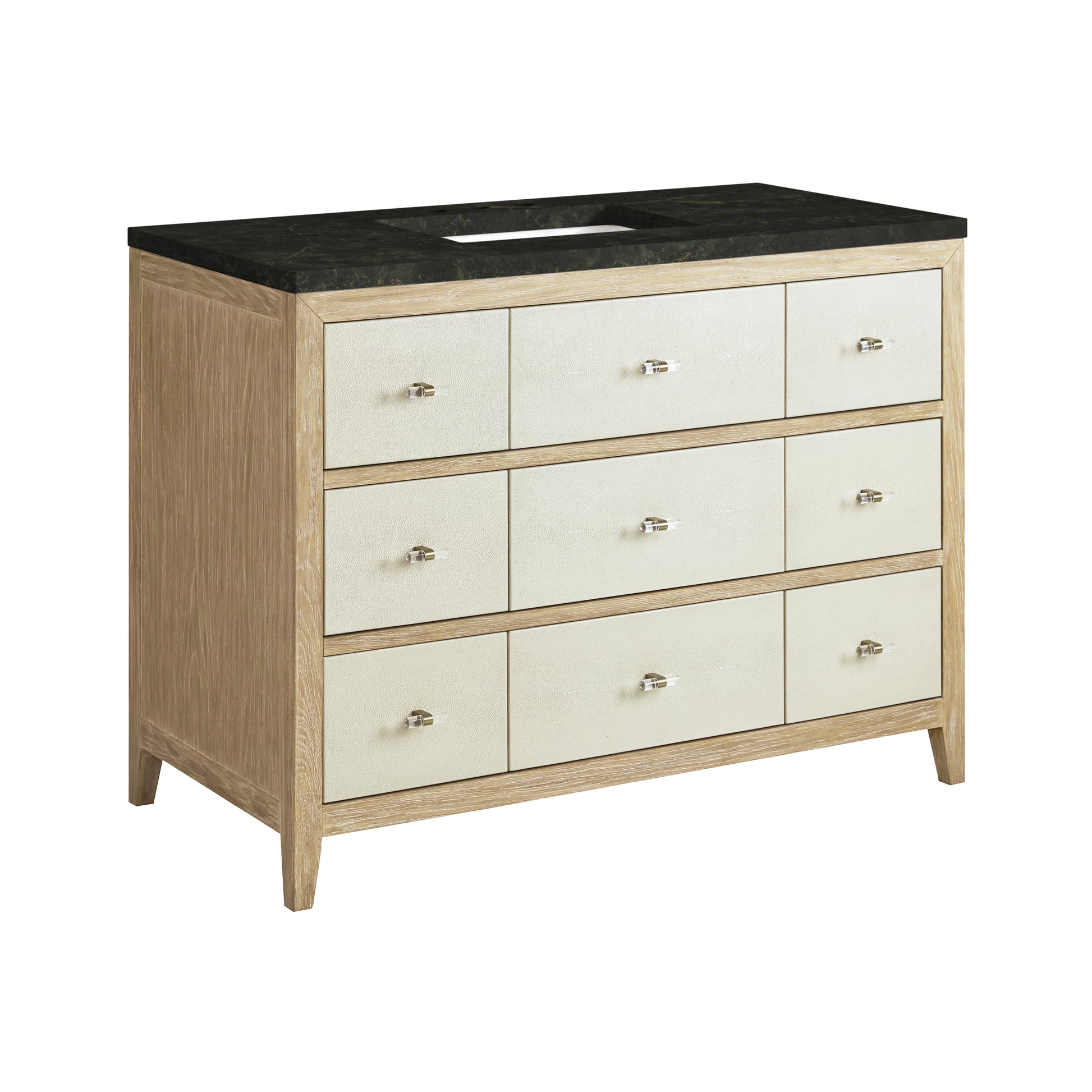 Renovate for Less Atlanta Celeste 48" Single Vanity, Sunwashed Oak with Embossed Shagreen, w/ 3 CM Phantome Eclos Top