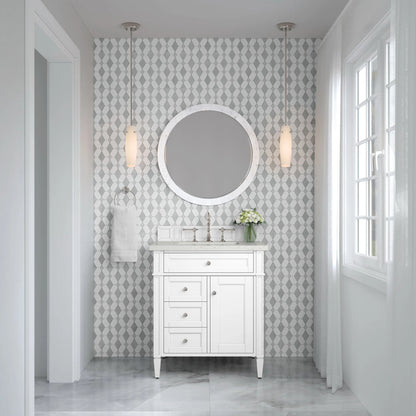 Brittany 30" Single Vanity, Bright White, w/ 3 CM Lime Delight Silestone Top