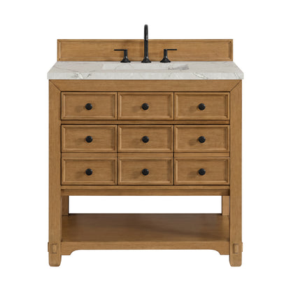 Renovate for Less Atlanta Malibu 36" Single Vanity, Amber Birch w/ 3 CM Victorian Silver Top