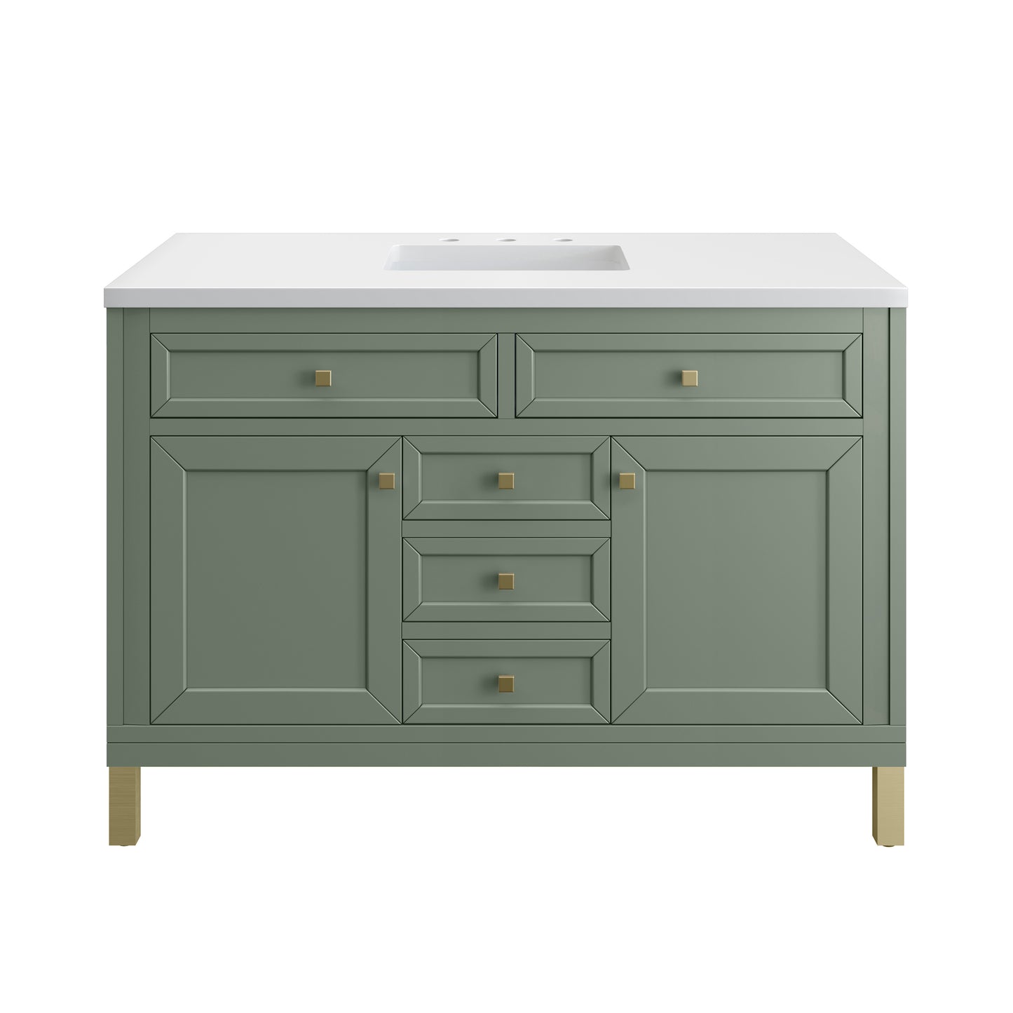 Renovate for Less Atlanta Chicago 48" Single Vanity, Smokey Celadon, w/ 3 CM White Zeus Silestone® Top