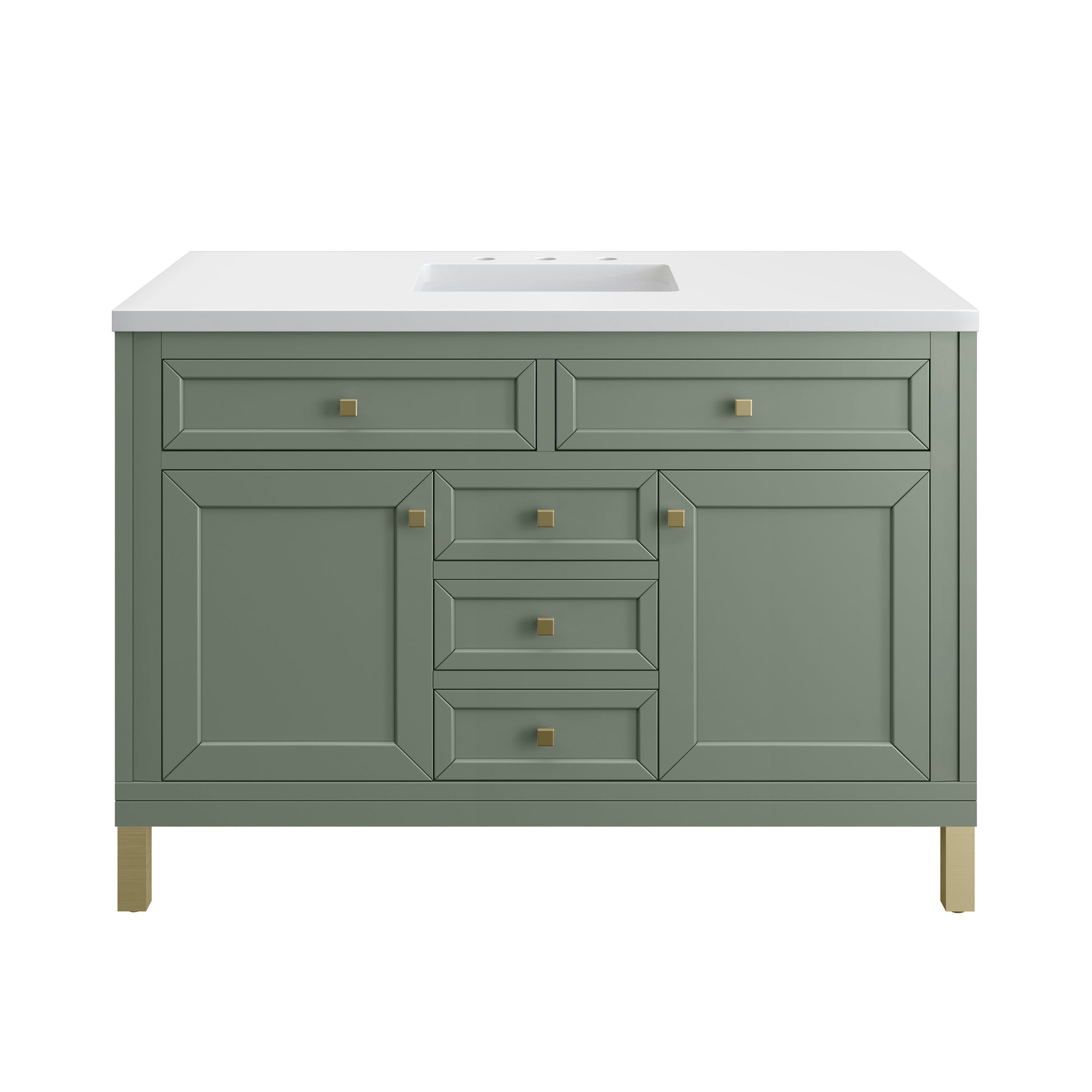 Renovate for Less Atlanta Chicago 48" Single Vanity, Smokey Celadon, w/ 3 CM White Zeus Silestone® Top