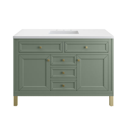 Renovate for Less Atlanta Chicago 48" Single Vanity, Smokey Celadon, w/ 3 CM White Zeus Silestone® Top